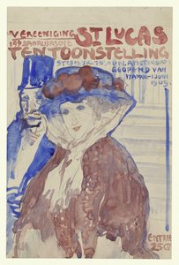 Suunnittelu Stedelijk-museossa Amsterdamissa järjestettävän Vereening St. Lukasin 19. vuosinäyttelyn julisteeseen tekijältä Leo Gestel