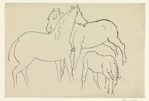 Kaksi hevosta ja varsa tekijältä Leo Gestel