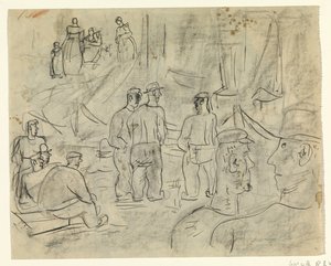 Kalastajat satamassa tekijältä Leo Gestel
