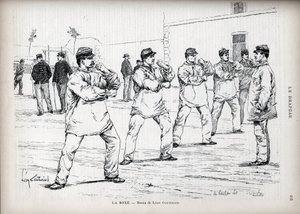 La Boxing - Ranskan Armees - piirustus Leon Couturier (1842-1935) - "" The Flag" - Patrioottien liigan tarkkailija - 22. elokuuta tekijältä Leon Antoine Lucien Couturier