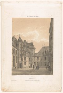 Näkymä Palais Jacques-Coeurin sisäpihalle Bourgesissa Bourges. Vue interior de la maison de Jacques Coeur (otsikko esineessä) Contemporary France (sarjan nimi) La France de nos jours (sarjan nimi esineellä) tekijältä Leon Auguste Asselineau