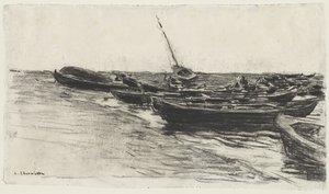 Veneitä rannalla, n. 187481. tekijältä Leon Augustin Lhermitte