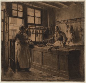 Lihakaupan sisustus tekijältä Leon Augustin Lhermitte