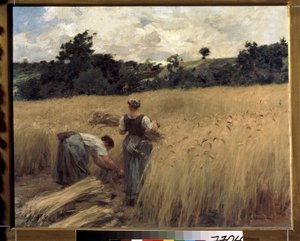 Viikkaajat. (Viittäjät). Leon Augustin Lhermitten (1844-1925) maalaus. Ranskalainen taide, realismi. Pushkinin taidemuseo, Moskova tekijältä Leon Augustin Lhermitte