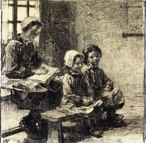Pienet tytöt Mont-Saint-Peren koulussa, tekijältä Leon Augustin Lhermitte