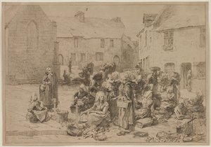 Apple Market Landerneaussa, 1878. tekijältä Leon Augustin Lhermitte