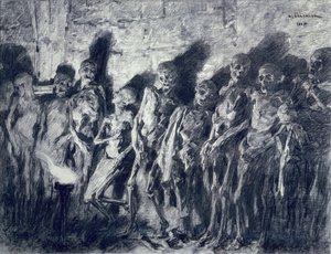 Muumioiden holvi eli luurangot Pyhän Mikaelin tornista, Bordeaux, 1885 (hiili paperilla) tekijältä Leon Augustin Lhermitte