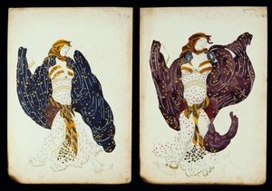 Pari pukusuunnittelua naistanssijille "Juivesta" tekijältä Leon Bakst