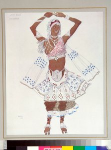 Ballets russes: ""bayadere"" Leon Bakstin (1866-1924) suunnittelema puku Michel Fokinen balettiin "The Blue God" tekijältä Leon Bakst