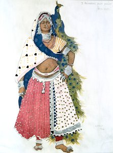 Bayadere riikinkukon kanssa, balettipukusuunnittelu, 1911 tekijältä Leon Bakst