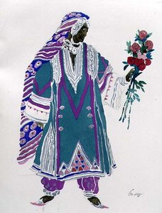 Pukusuunnittelu (akvarelli paperille) tekijältä Leon Bakst