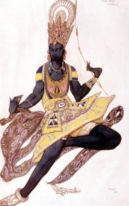 Vaslav Nijinskyn tai Nijinskyn (1889-1950) puku, jonka on luonut Leo Bakst Reynaldo Hahnin (1875 - 1947) "Siniselle jumalalle" tekijältä Leon Bakst