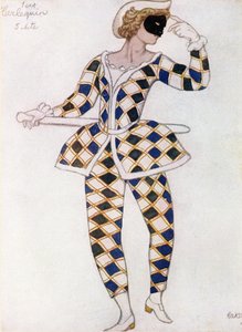 Pukusuunnittelu Harlequinille, Prinsessa Ruusunen, 1921 tekijältä Leon Bakst