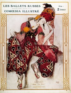 Pukusuunnittelu Nijinskylle Paul Dukasin baletissa "La Peri". tekijältä Leon Bakst