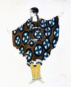 Pukusuunnittelu Ballets Russes -tuotantoon Ravels Daphnis et Chloe, 1912 tekijältä Leon Bakst