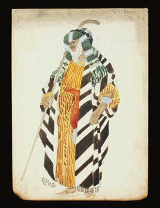 Pukusuunnittelu tanssijalle "Suite Arabesta" tekijältä Leon Bakst