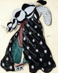 Pukusuunnittelu R. Straussin balettiin "La Legende de Joseph" - Bakst, Leon (1866-1924) - 1914 - Akvarelli, guassi paperille - 33x28 - Yksityiskokoelma tekijältä Leon Bakst