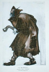 Pukusuunnittelu kerjäläiselle, Erik Satien (1866-1925) "Parade" -sarjaan "Ballets Russes" -ohjelmasta tekijältä Leon Bakst