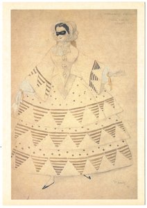 Pukusuunnittelu R. Schumannin balettiin Carnaval, 1910 tekijältä Leon Bakst