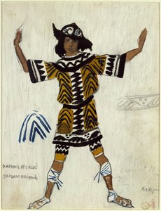 Pukusuunnittelu M. Ravelin balettiin Daphnis et Chloé, 1912 tekijältä Leon Bakst