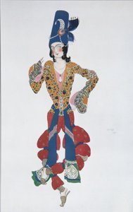 Pukusuunnittelu N. Rimski-Korsakovin balettiin Sheherazade, 1910 tekijältä Leon Bakst