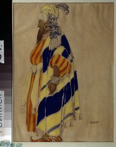 Pukusuunnittelu Milyn (Mili, Milli) Aleksejevitš Balakirevin (1837-1910) balettiin "Islamey". Piirustus Leon Bakst (1866-1924). Tempera paperille Georgian valtion taidemuseo, Tiflis (Tbilisi). tekijältä Leon Bakst