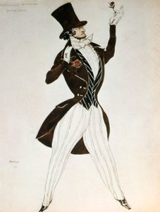Florestan, pukusuunnittelu Robert Schumannin säveltämän baletin karnevaaliin, 1919 tekijältä Leon Bakst