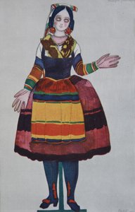 Italialainen nukke. Pukusuunnittelu G. Rossinin balettiin The Magic Toy Shop, 1919 tekijältä Leon Bakst