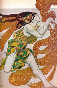 Narcisse: Bacchante. Pukusuunnittelu tanssiin Narcisse, 1911 tekijältä Leon Bakst