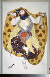 Odaliskia, pukusuunnitelma N. Rimski Korsakovin balettiin Sheherazade. tekijältä Leon Bakst