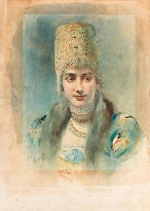 Muotokuva tytöstä, jolla on kokoshnik tekijältä Leon Bakst