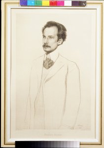 Runoilija Andrei Belyn (Andre Biely) (1880-1934) muotokuva par Bakst, Leon (1866-1924). Litografia tekijältä Leon Bakst