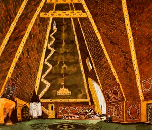 Lavastus Mily Balakirevin baletille Thamar, 1912 tekijältä Leon Bakst