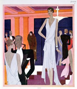 Miramar Cannesissa, muotilevy Femina-lehdestä, joulukuu 1928 (värilitho) tekijältä Leon Benigni