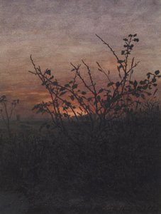 Oratuomi (?) auringonlaskumaiseman edustalla tekijältä Léon Bonvin