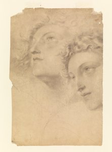 Piirustus, Kaksi naisen päätä, 1886-92 tekijältä Leon Dabo