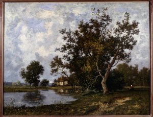 Maisema a la Mare -maalaus Leon Richet (1847-1907) 1900-luvun yksityinen kokoelma