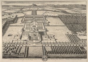 Eaton Hall Dee-joella lähellä Chesterin kaupunkia Cheshiressä, kunnianarvoisan Sir Thomas Grosvenorin kotipaikka (kaiverrus)