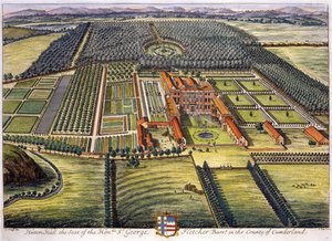 Hutton Hall Cumberlandin kreivikunnassa, kaivertaja Johannes Kip (n.1652-1722)