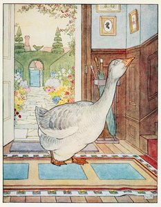 Goosey, Goosey Gander, Minne minä vaelsin, kirjasta A Nursery Rhyme Picture Book, pub. 1914. tekijältä Leonard Leslie Brooke