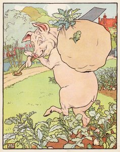 Kolme pientä porsasta (värilitografia)