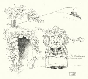 Siellä oli vanha nainen, asui kukkulan alla (kaiverrus) tekijältä Leonard Leslie Brooke