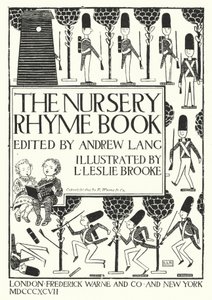 Andrew Langin toimittama The Nursery Rhyme Bookin otsikkosivukuvitus (kaiverrus) tekijältä Leonard Leslie Brooke