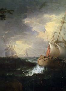 ""tempete en mer"" (Myrskyinen meri) Yksityiskohta. Peinture de Leonardo Coccorante (1680-1750) 18eme siecle Musee des Beaux Arts de Mikalojus Konstantinas Ciurlionis, Kaunas, Liettua