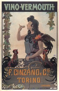 Vino-Vermouth-mainos, noin 1900 (vedos). tekijältä Leonardo Roda