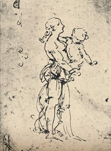 Nainen kantamassa lasta, c1481 1945 tekijältä Leonardo da Vinci