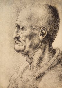 Mies profiilissa, Leonardo da Vincin piirustus, joka on säilytetty Firenzen Uffizi-gallerian piirustusten ja tulosteiden huoneessa. tekijältä Leonardo da Vinci