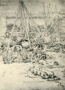 Kohtaus arsenaalissa, c1485-1490, 1943. tekijältä Leonardo da Vinci