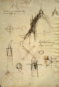 Milanon tuomiokirkon arkkitehtoniset yksityiskohdat ja kupolin osa, Code Trivulzianuksen f41 tekijältä Leonardo da Vinci