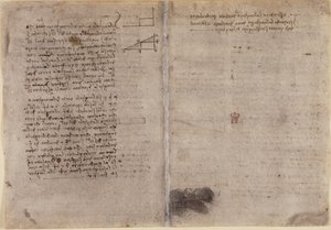 Arundel 263, f.245v, f.246r, huomautuksia geometriasta (n. 1518) Codex Arundelista (kynä ja muste paperille) tekijältä Leonardo da Vinci